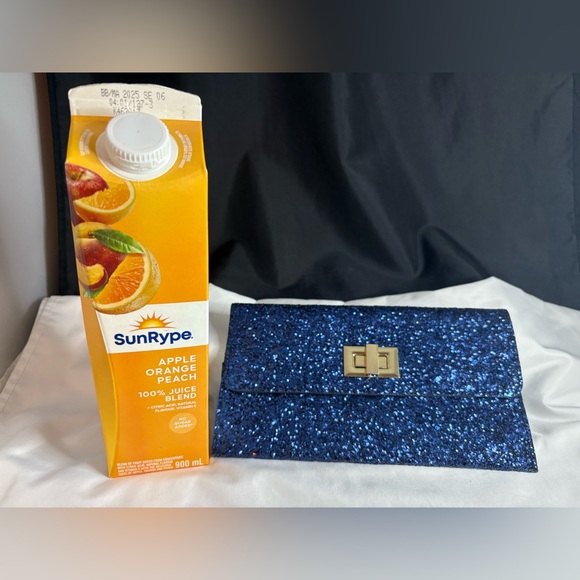 Accessories - Midnight blue glitter, flat evening clutch
